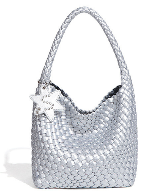 手織りテクスチャーワンショルダーハンドバッグ