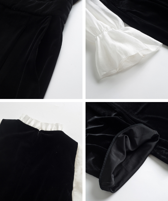 ベルベットフェイクツーピースジャンプスーツ