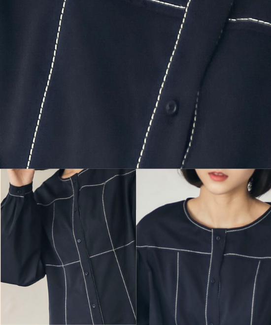 ランタンスリーブステッチワンピース