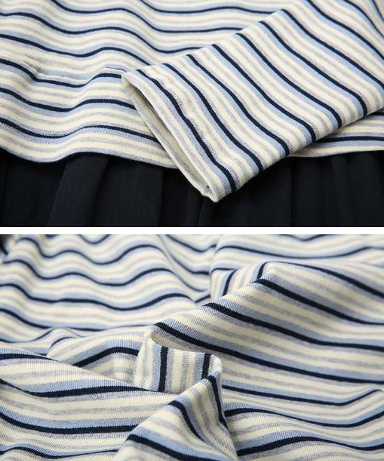 ボーダードッキングフレアワンピース