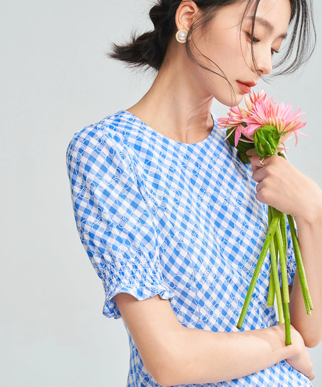 ギンガムチェックティアードワンピース