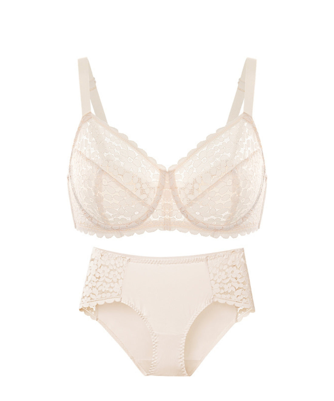 ソフトハートカップフラワーレースブラ&ショーツ