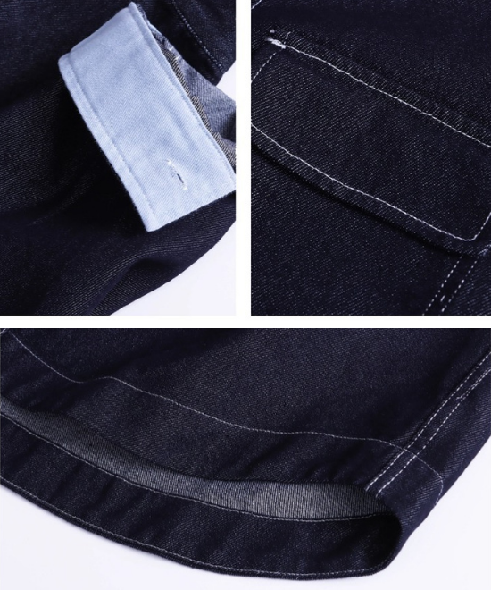 ステッチデザインコントラストラペルデニムジャケット