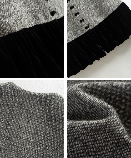 ベルベットプリーツヘムツイードベスト