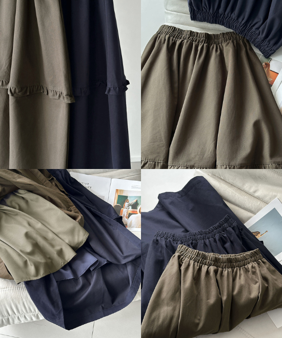 ニーフリルフレアロングスカート