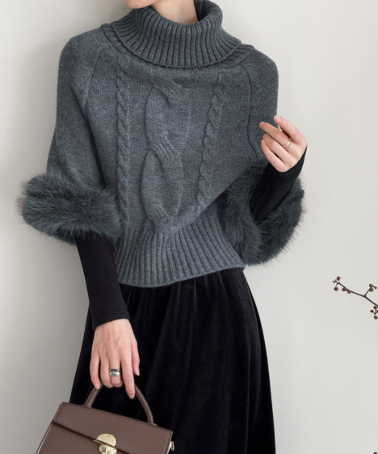 ワンショルダーファーケーブルニット – weMALL