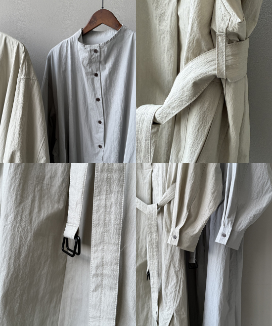 ハイネックボタンヴィンテージシャツワンピース