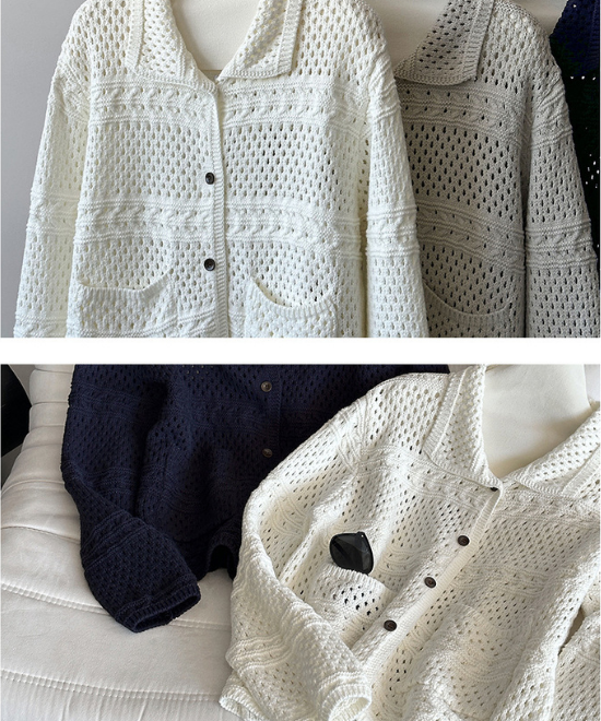 カギ編みニットルーズカーディガン