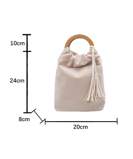 コーデュロイタッセル巾着バッグ