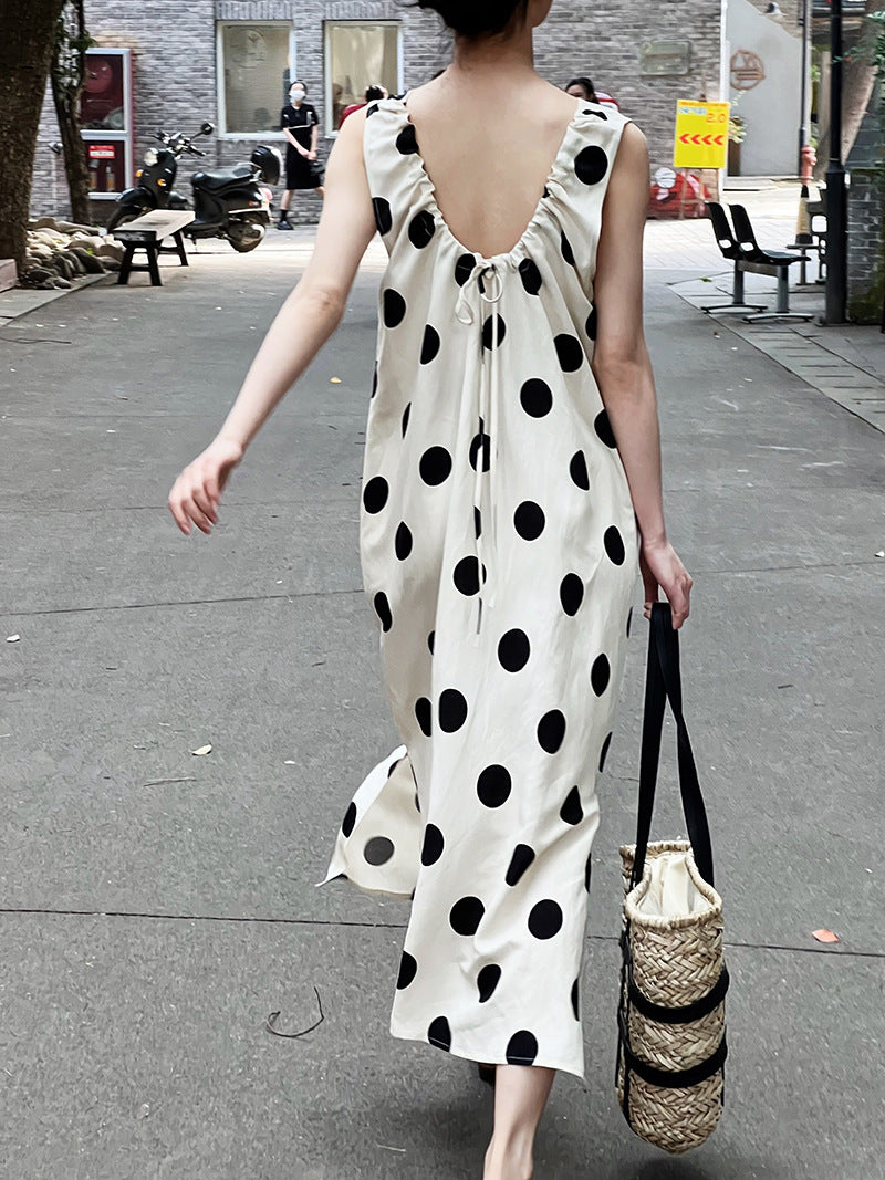 ノースリーブベスト水玉ワンピース