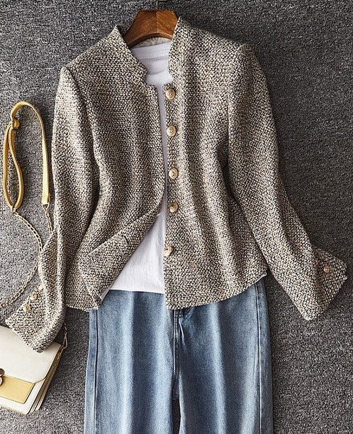 スタンドカラーツイートジャケット