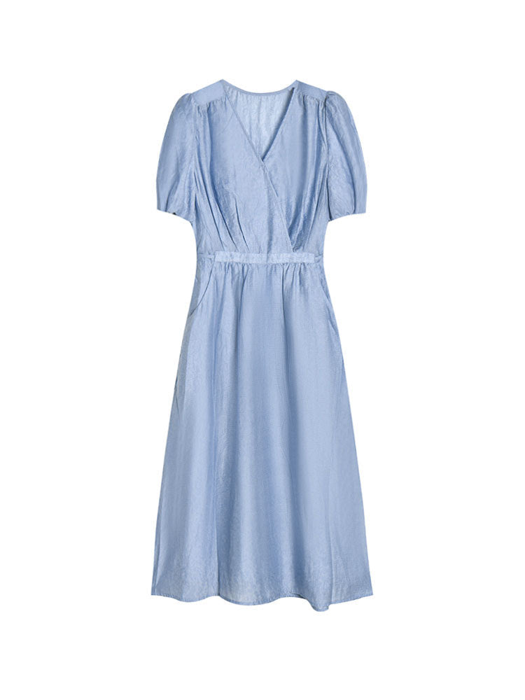 V ネックジャカードワンピース