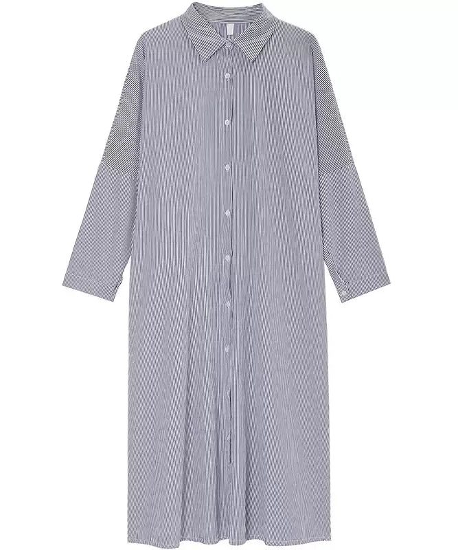 ストライプ長袖シャツワンピース