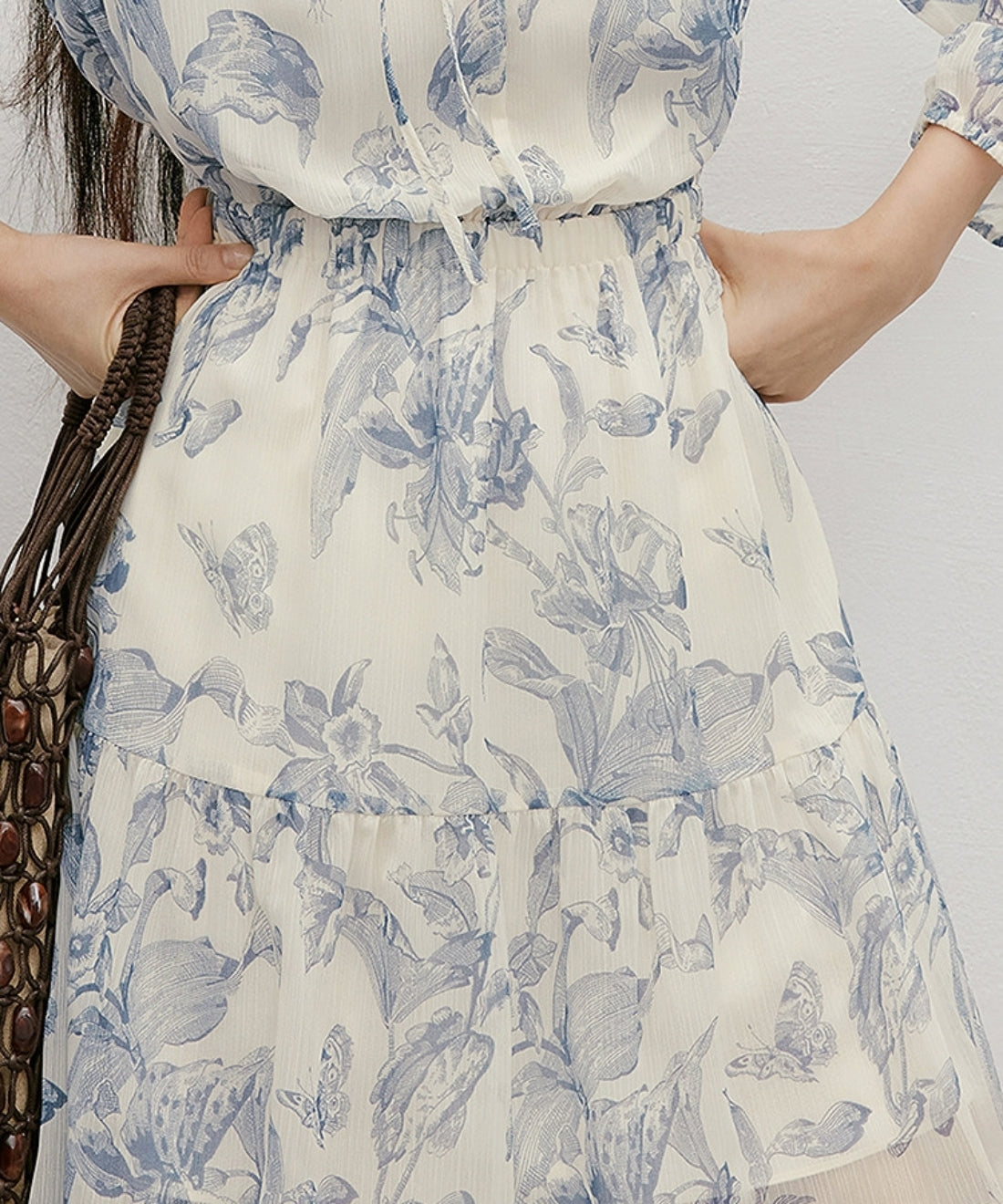 リーフフローラルティアードワンピース