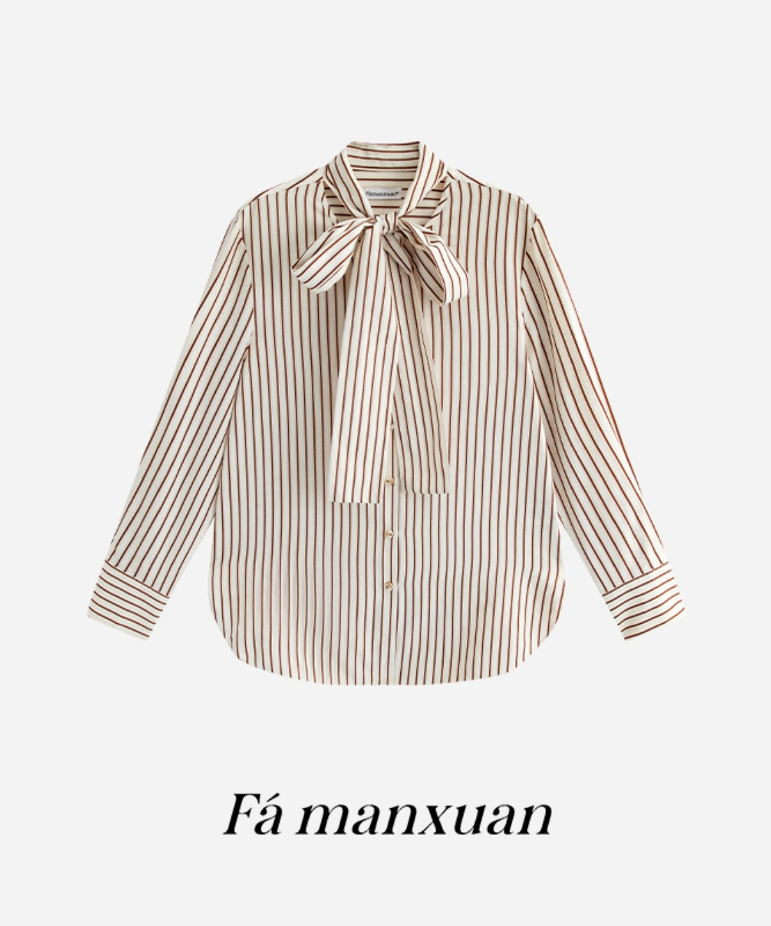 ストライプボウタイブラウス