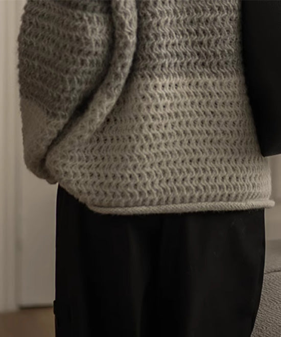 ハイゲージコントラストウールニット