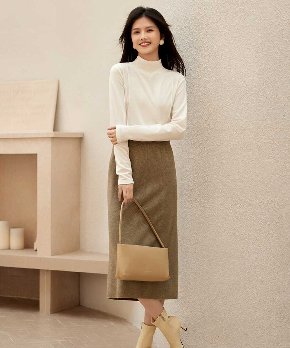 ハーフタートルネック切り替えプルオーバー