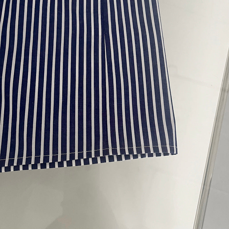 シャツワンピース ストライプ ノーカラー 前開き shi cogn xi