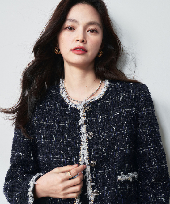 ハイエンドウールフリンジカラーツイードジャケット