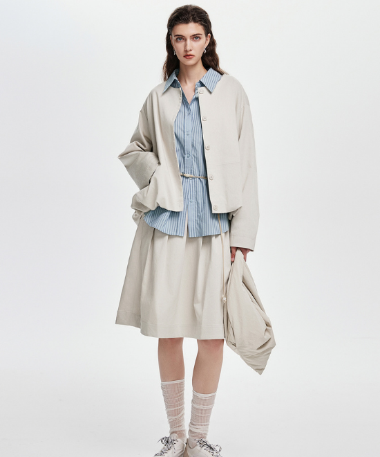 ドロップショルダークロップドジャケット