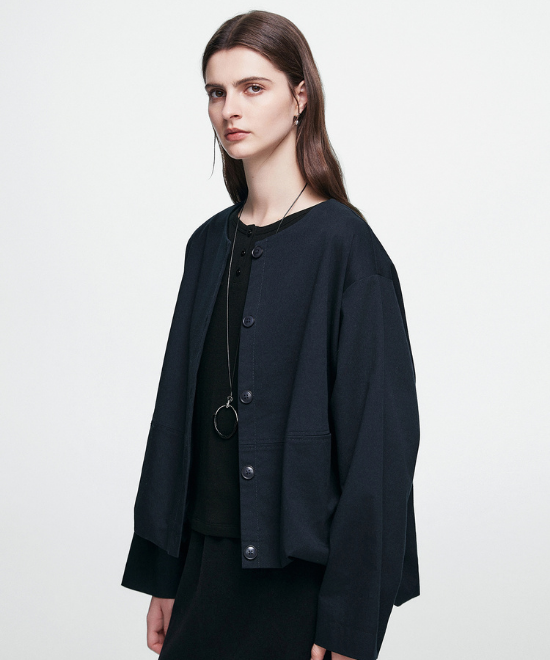 ドロップショルダークロップドジャケット