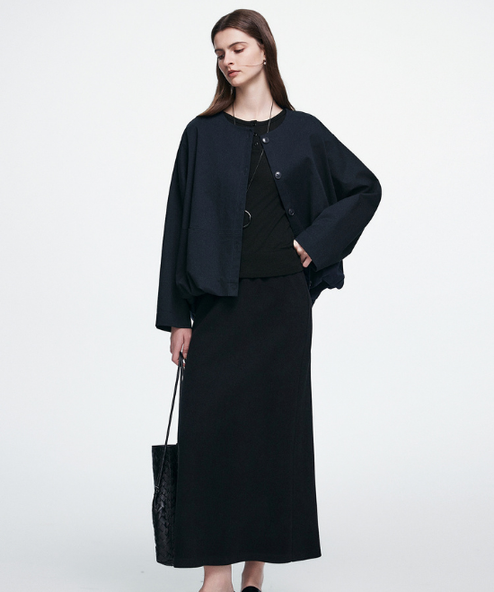 ドロップショルダークロップドジャケット