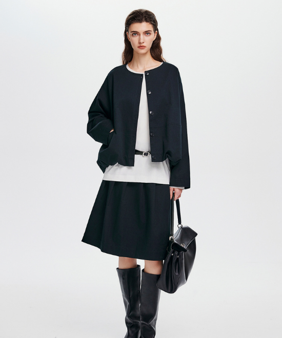 ドロップショルダークロップドジャケット