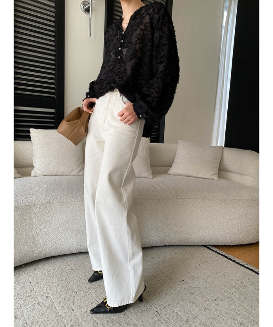 フローラルカットアウトシャツ