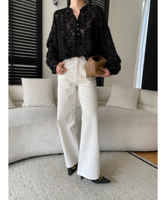 フローラルカットアウトシャツ