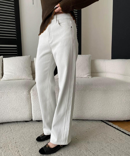 サイドラインハイウエストホワイトデニム