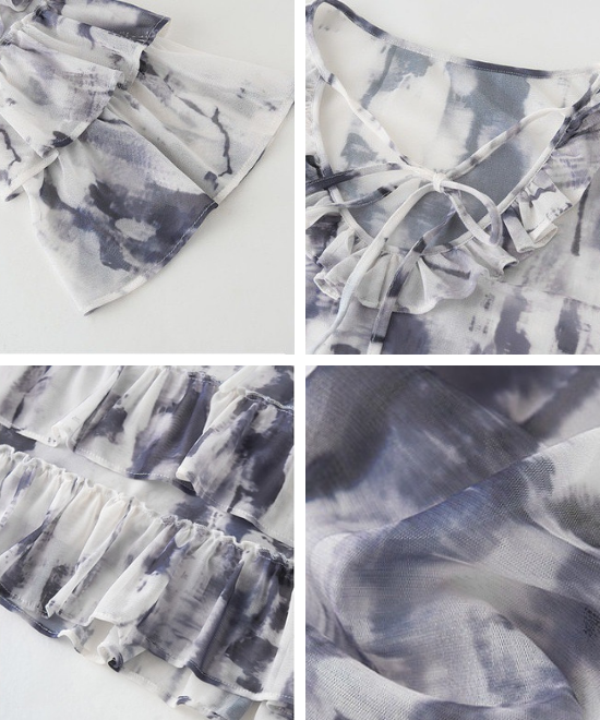 ティアードフリルタイダイブラウス