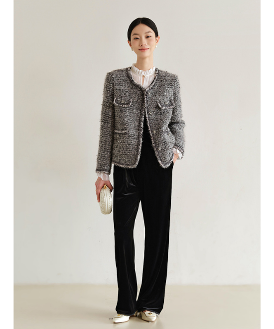 ベルベットフェイクツーピースジャンプスーツ