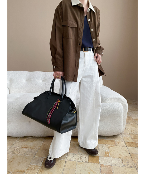 コントラストレザーカラーワークジャケット