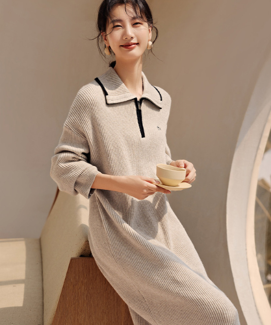 ジップアップセーターワンピース