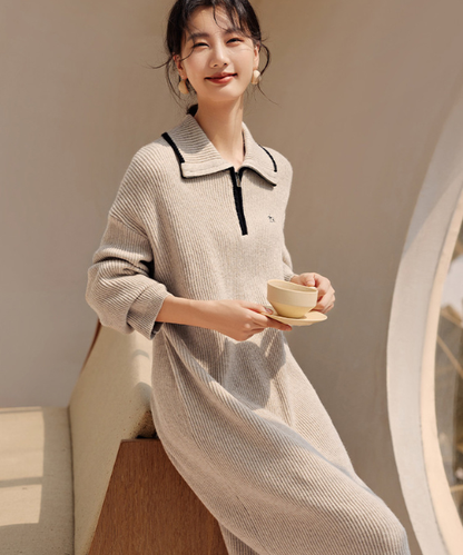 ジップアップセーターワンピース