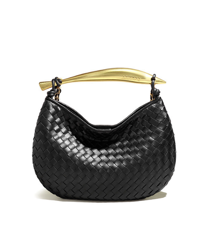 手織りテクスチャー三日月ハンドバッグ