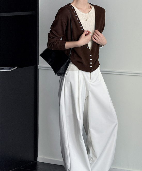 レイヤードVネックニットツーピースカーディガン