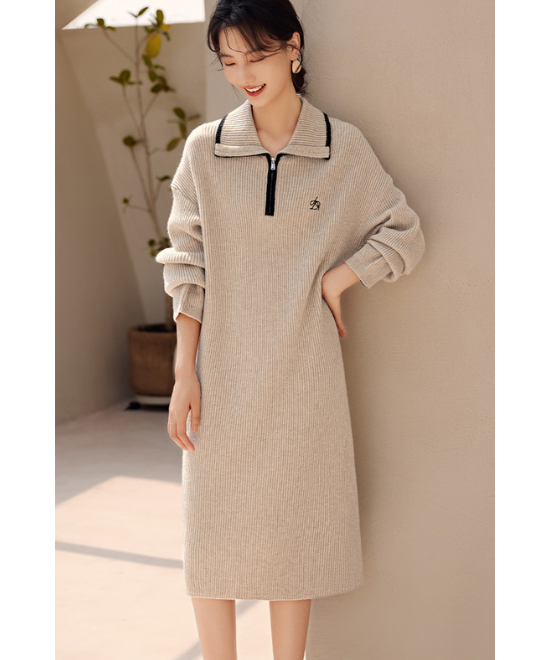 ジップアップセーターワンピース