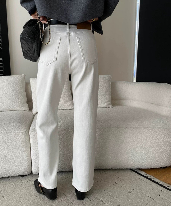 サイドラインハイウエストホワイトデニム