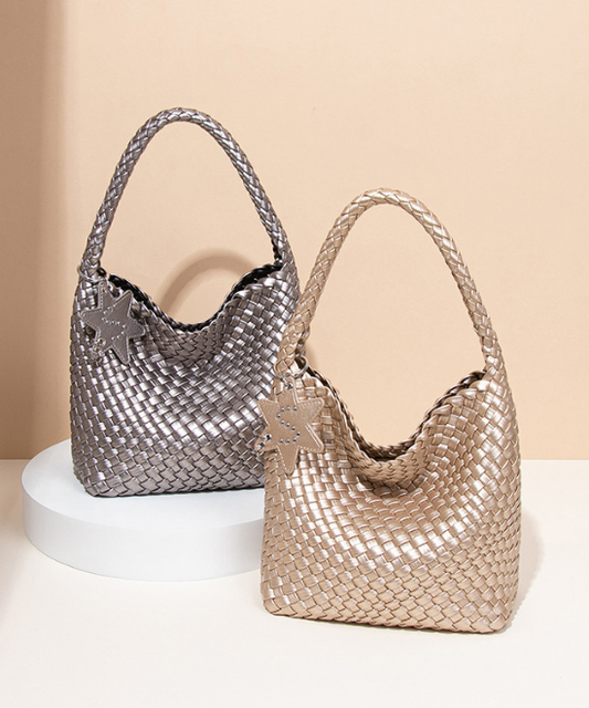 手織りテクスチャーワンショルダーハンドバッグ