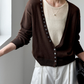 レイヤードVネックニットツーピースカーディガン