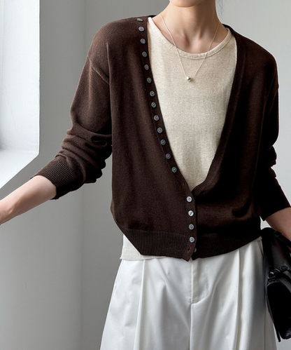 レイヤードVネックニットツーピースカーディガン