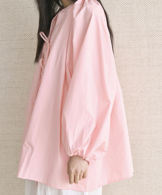 リボンタイランタンスリーブシャツ