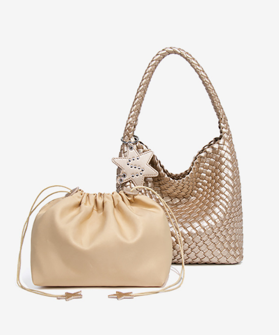 手織りテクスチャーワンショルダーハンドバッグ