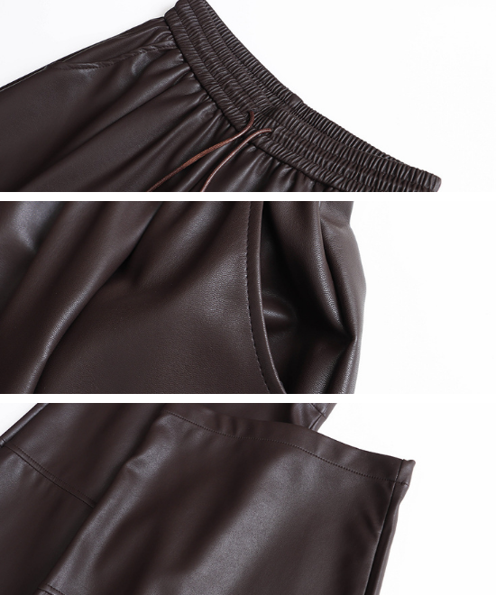 ハイウエストドロストワイドレザーパンツ