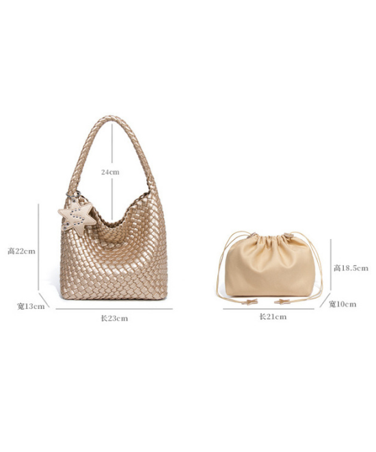 手織りテクスチャーワンショルダーハンドバッグ