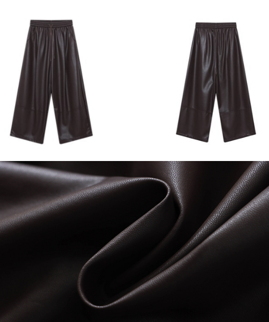 ハイウエストドロストワイドレザーパンツ