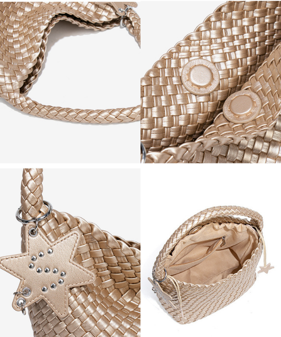 手織りテクスチャーワンショルダーハンドバッグ