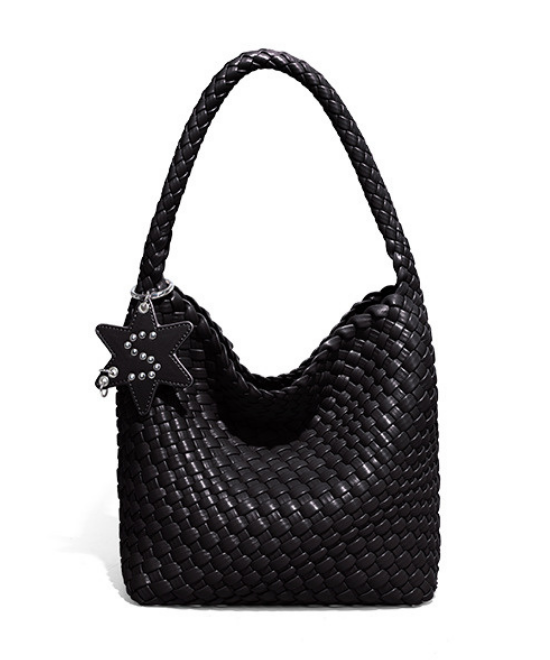 手織りテクスチャーワンショルダーハンドバッグ