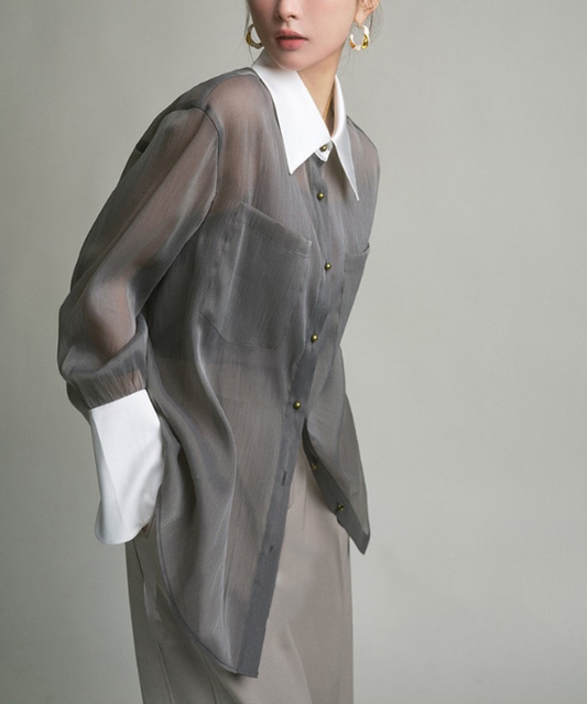 コントラストシアーブラウス